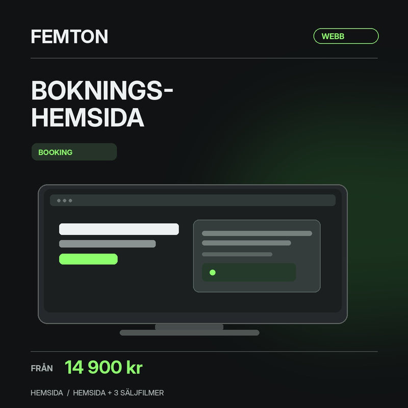 Femton webbpaket – Bokningshemsida