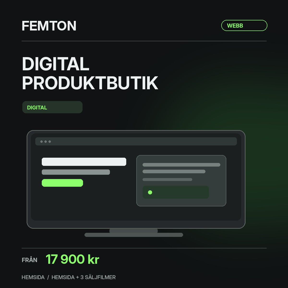 Femton webbpaket – Digital produktbutik