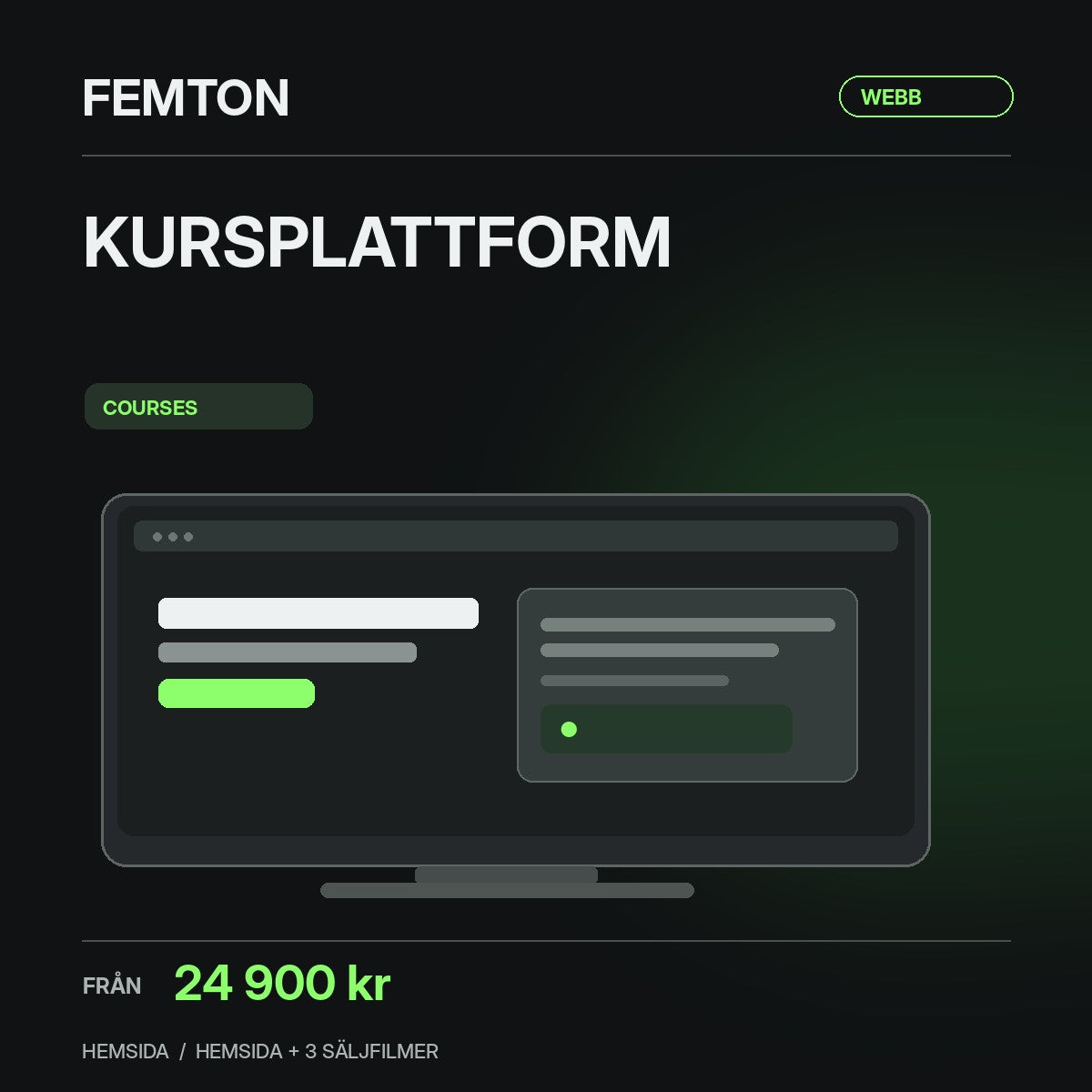 Femton webbpaket – Kursplattform