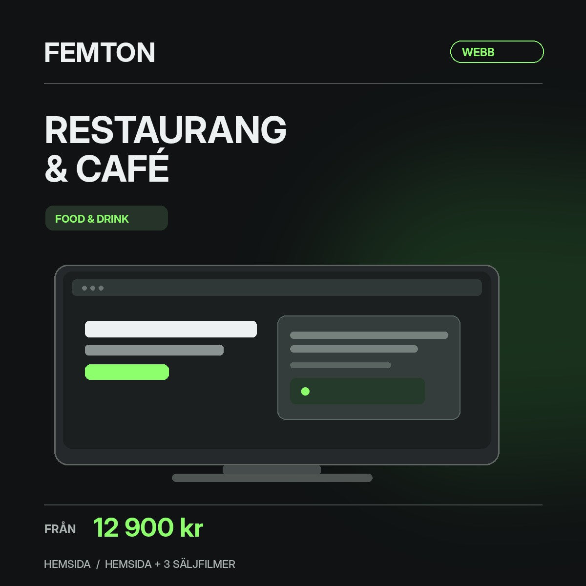 Femton webbpaket – Restaurang och café