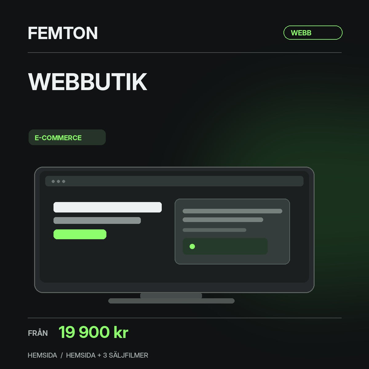 Femton webbpaket – Webbutik